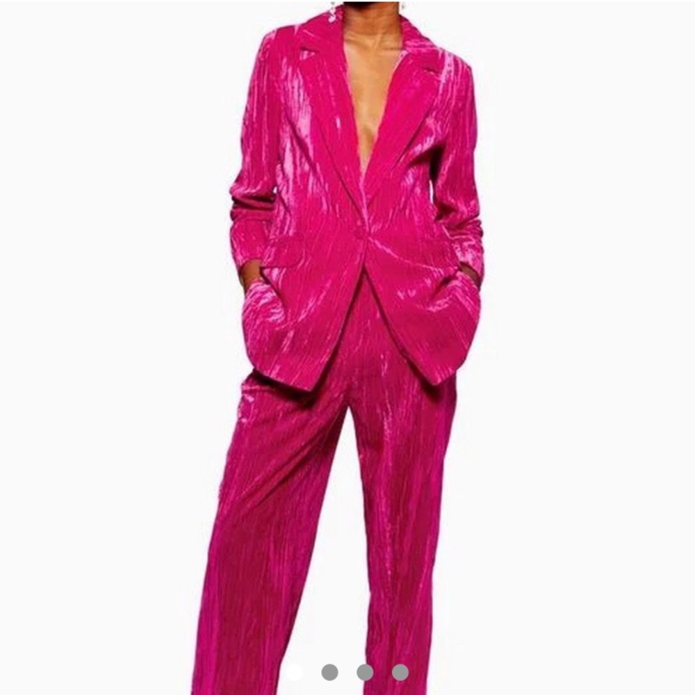 Nasty Gal Pink Velvet Pantsuit